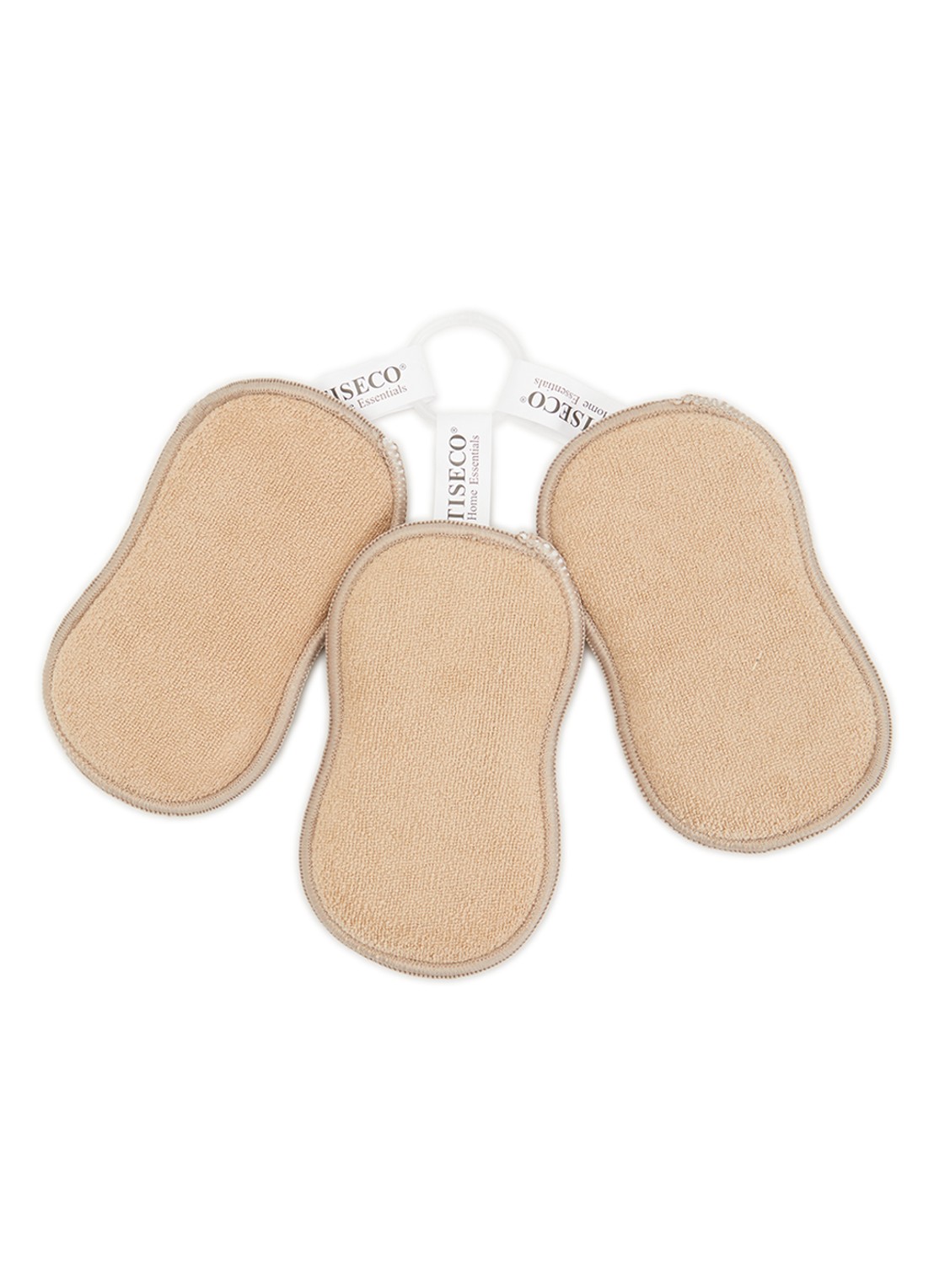 Tiseco Essentials keukenspons set van 3 - voorkant beige