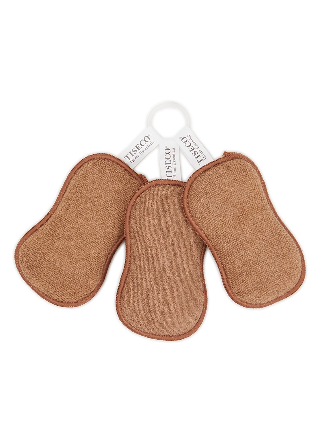 Tiseco Essentials keukenspons set van 3 - voorkant cognac