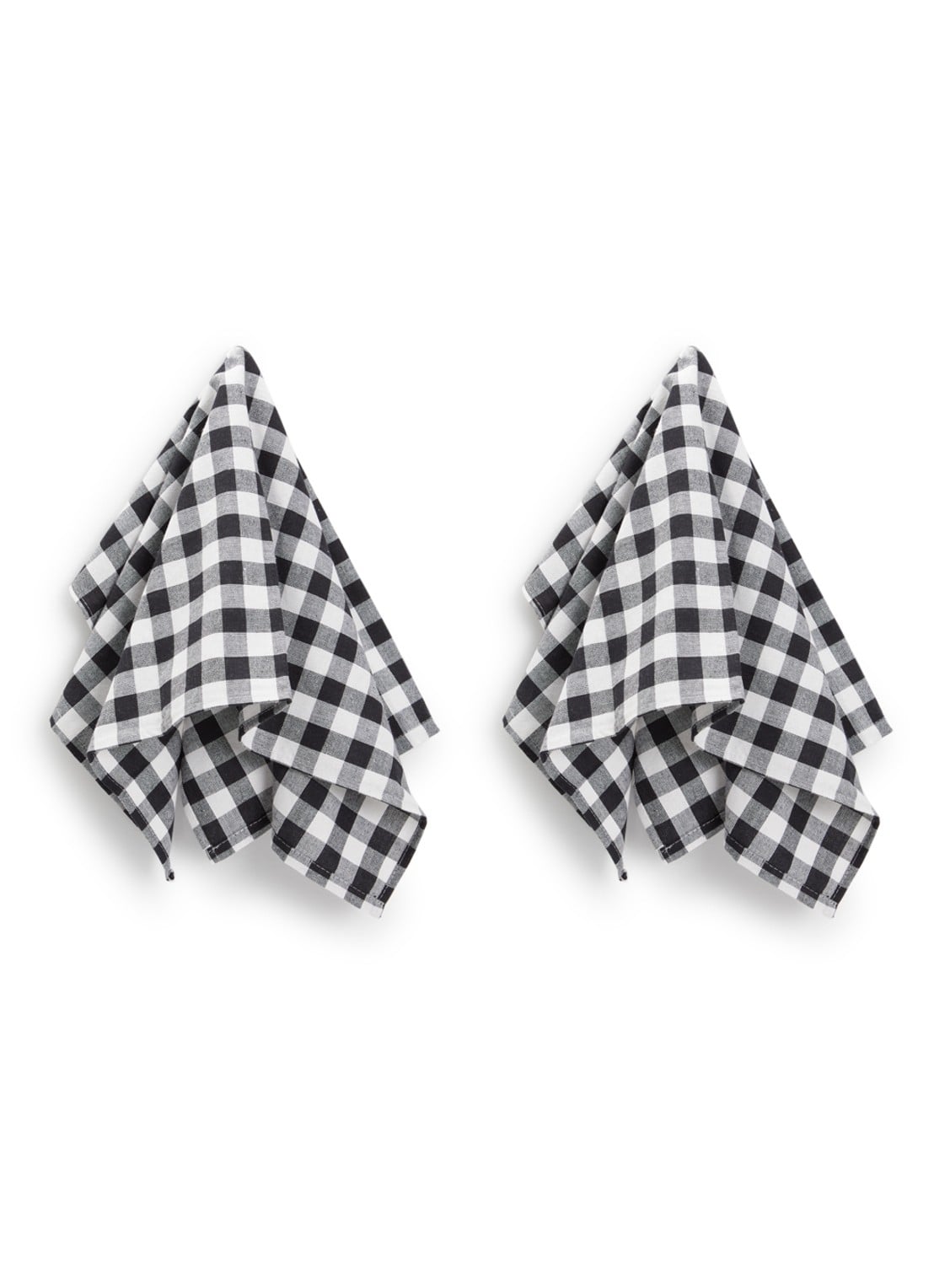 Tiseco Gingham theedoek 50 x 70 cm set van 2 - voorkant zwart