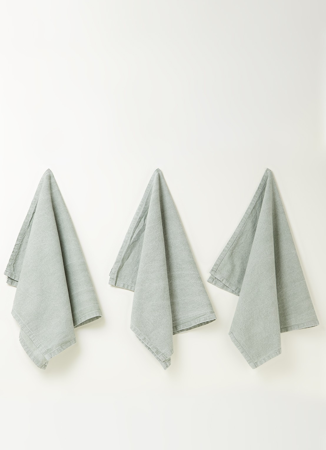 Tiseco Myrna keukendoek 45 x 70 cm set van 3 - voorkant 3 zeegroen