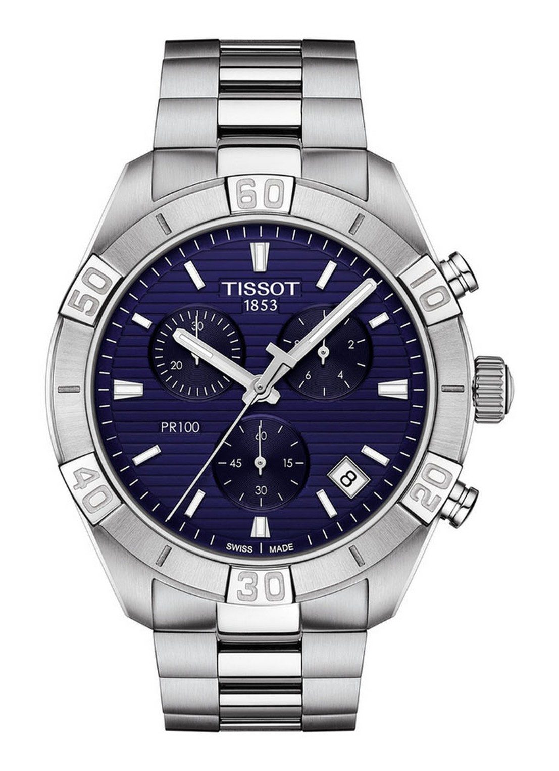 Tissot PR100 Gent Chic Chrono horloge T1016171104100 - voorkant zilver