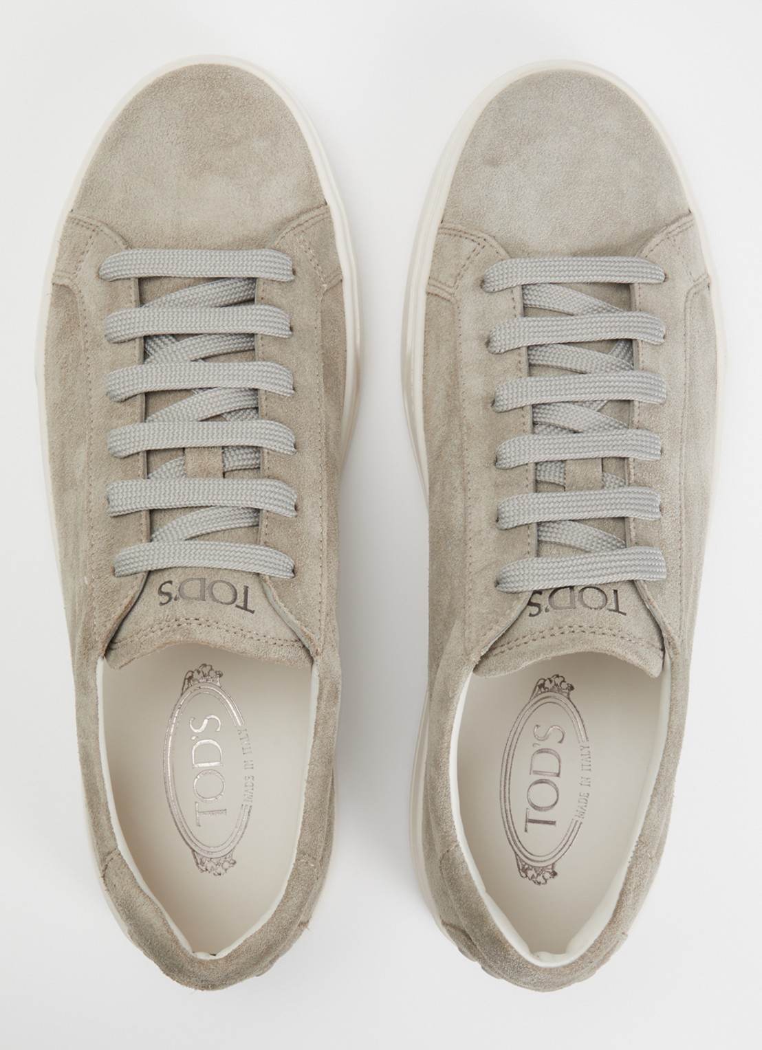 Tod's Allaciata Cassetta sneaker van kalfssuède - detail 2 donkerbeige