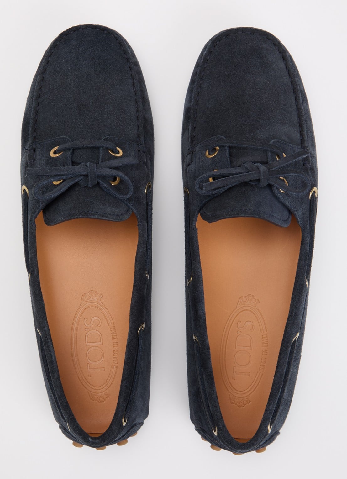 Tod's Boat Gommino mocassin van kalfssuède - detail 4 donkerblauw