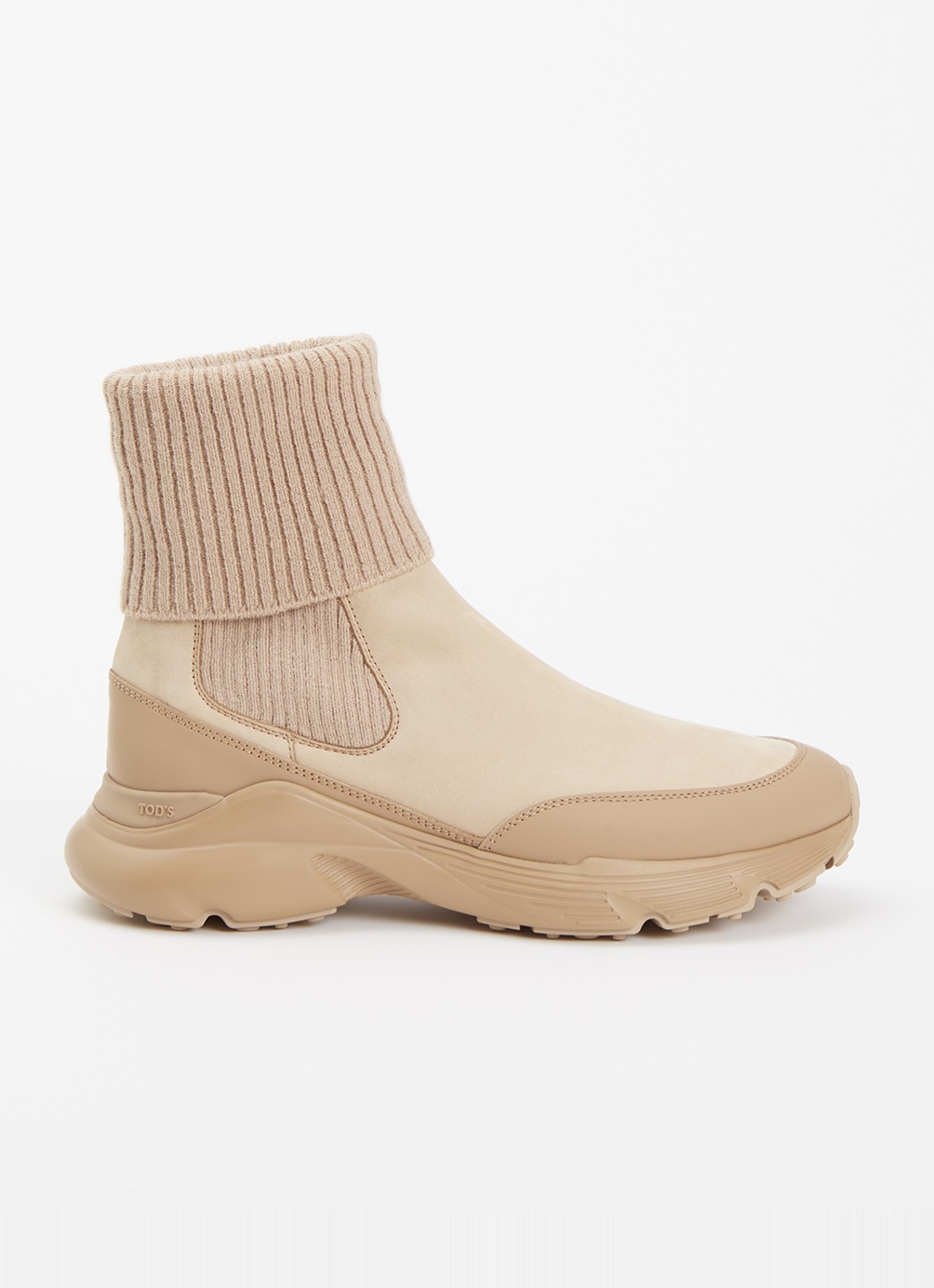 Tod's Chelsea boot van nubuck - voorkant beige