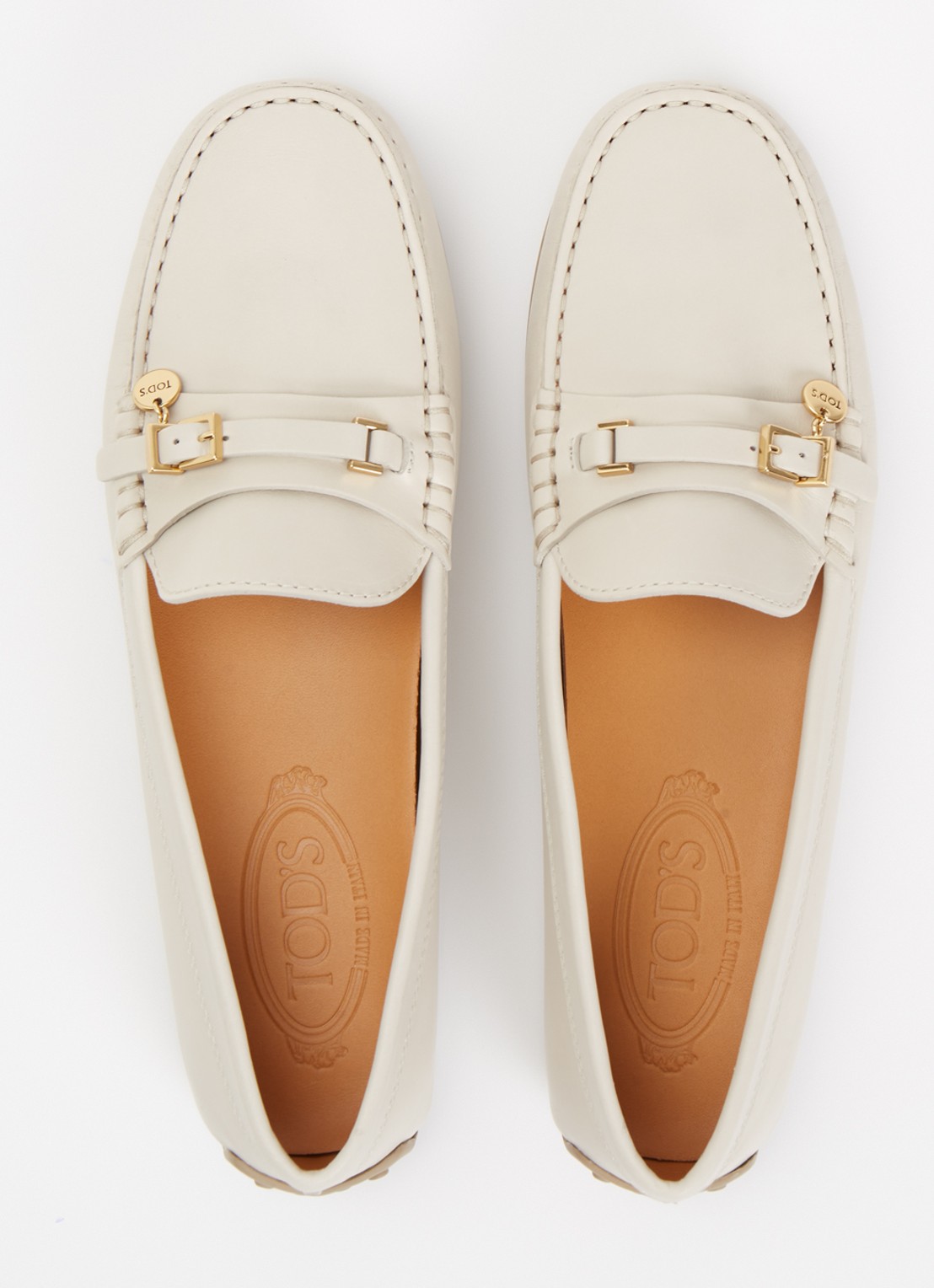 Tod's City Gommino loafer van kalfsleer met gespdetail - detail 2 lichtgrijs