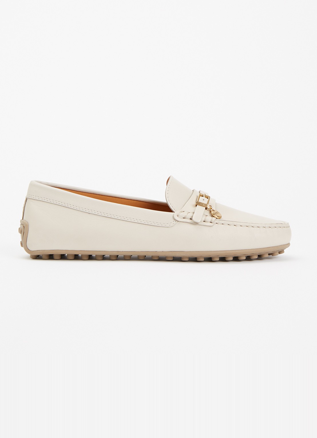 Tod's City Gommino loafer van kalfsleer met gespdetail - voorkant 5 lichtgrijs
