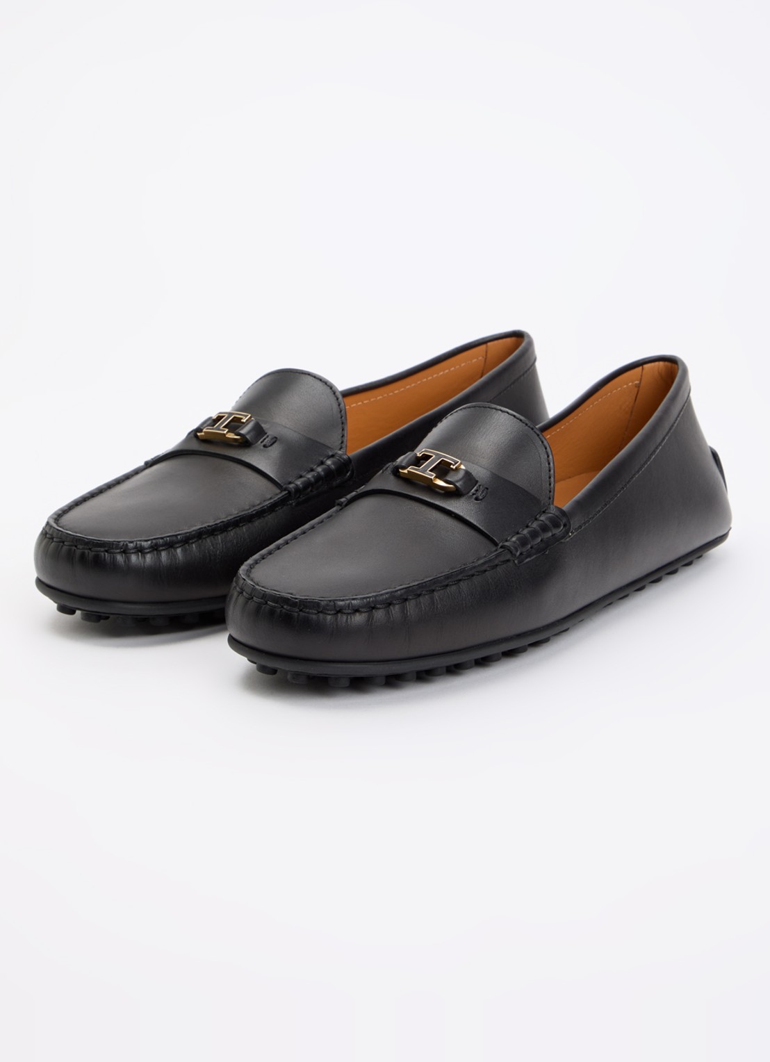 Tod's Gomma mocassin van kalfsleer met logo  - detail 2 zwart