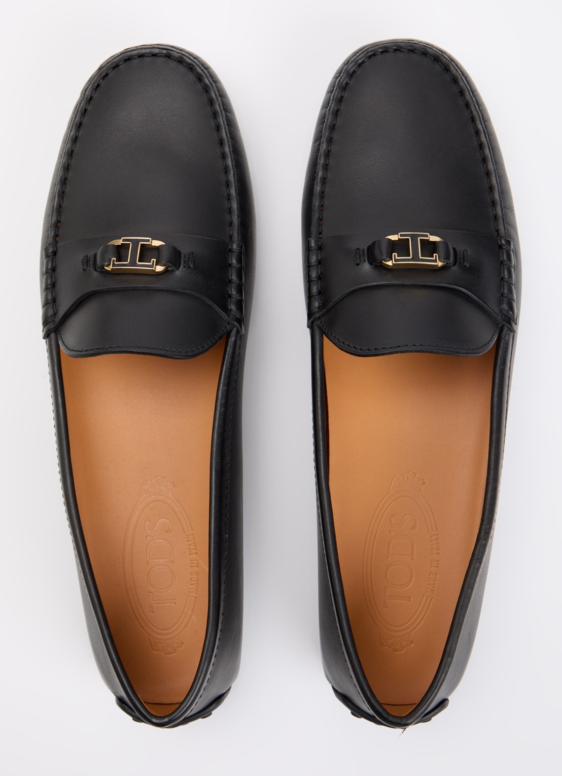Tod's Gomma mocassin van kalfsleer met logo  - detail 3 zwart