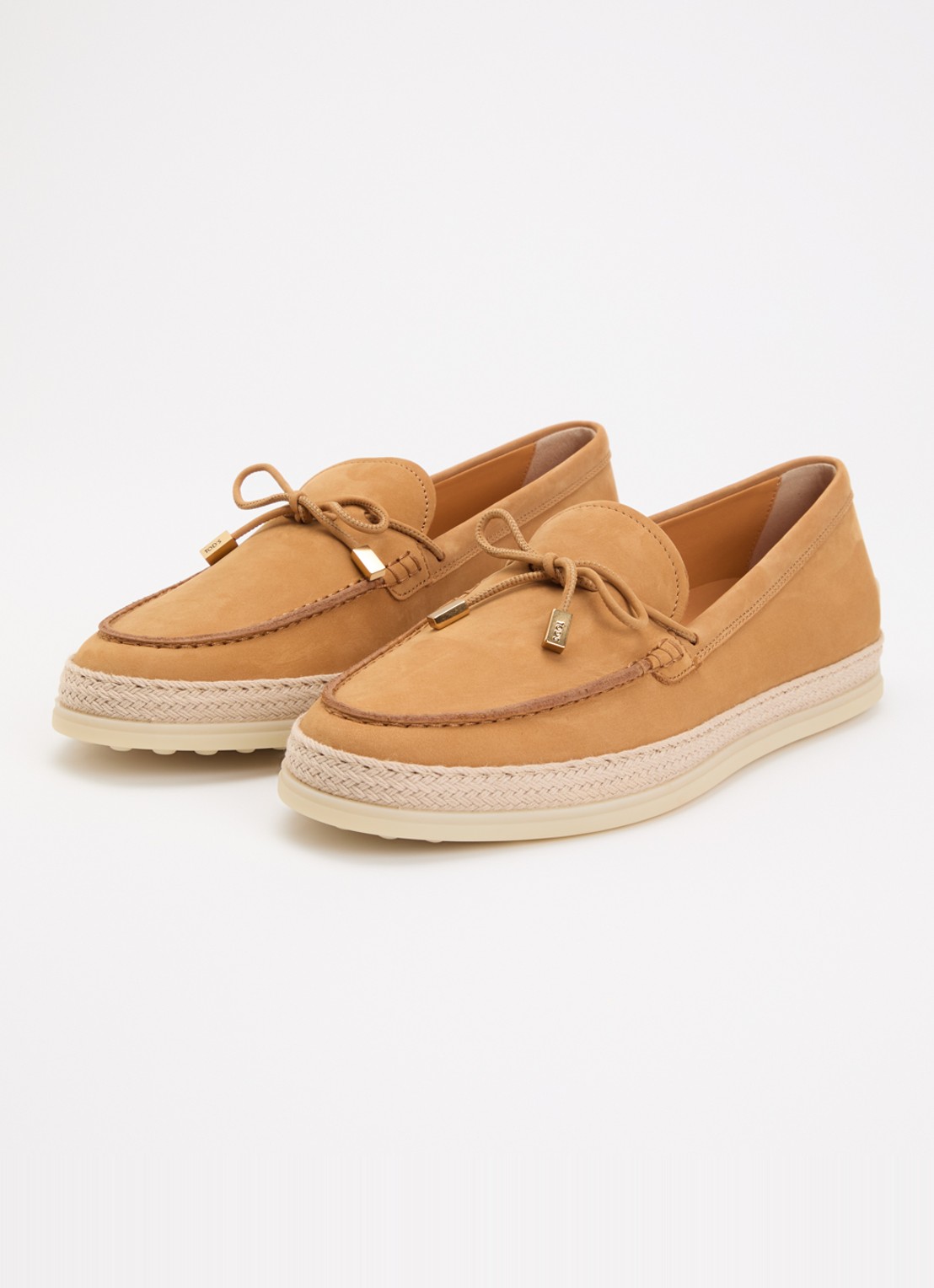 Tod's Gomma mocassin van nubuck met details van raffia - detail 3 cognac
