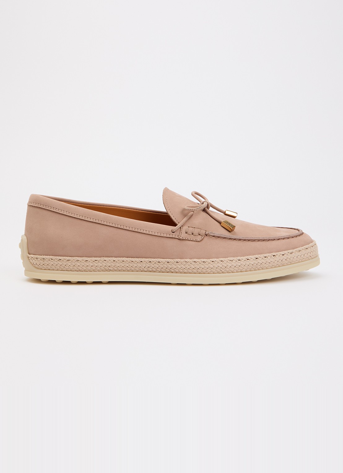 Tod's Gomma mocassin van nubuck met details van raffia - voorkant 6 oudroze