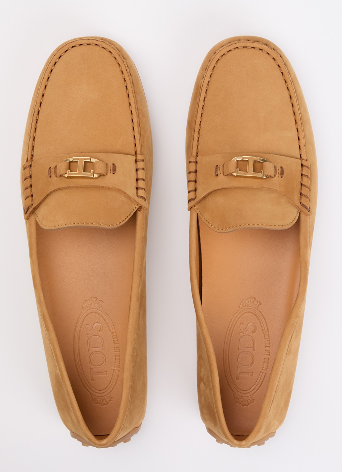 Tod's Gomma moccasin van nubuck - detail 3 camel