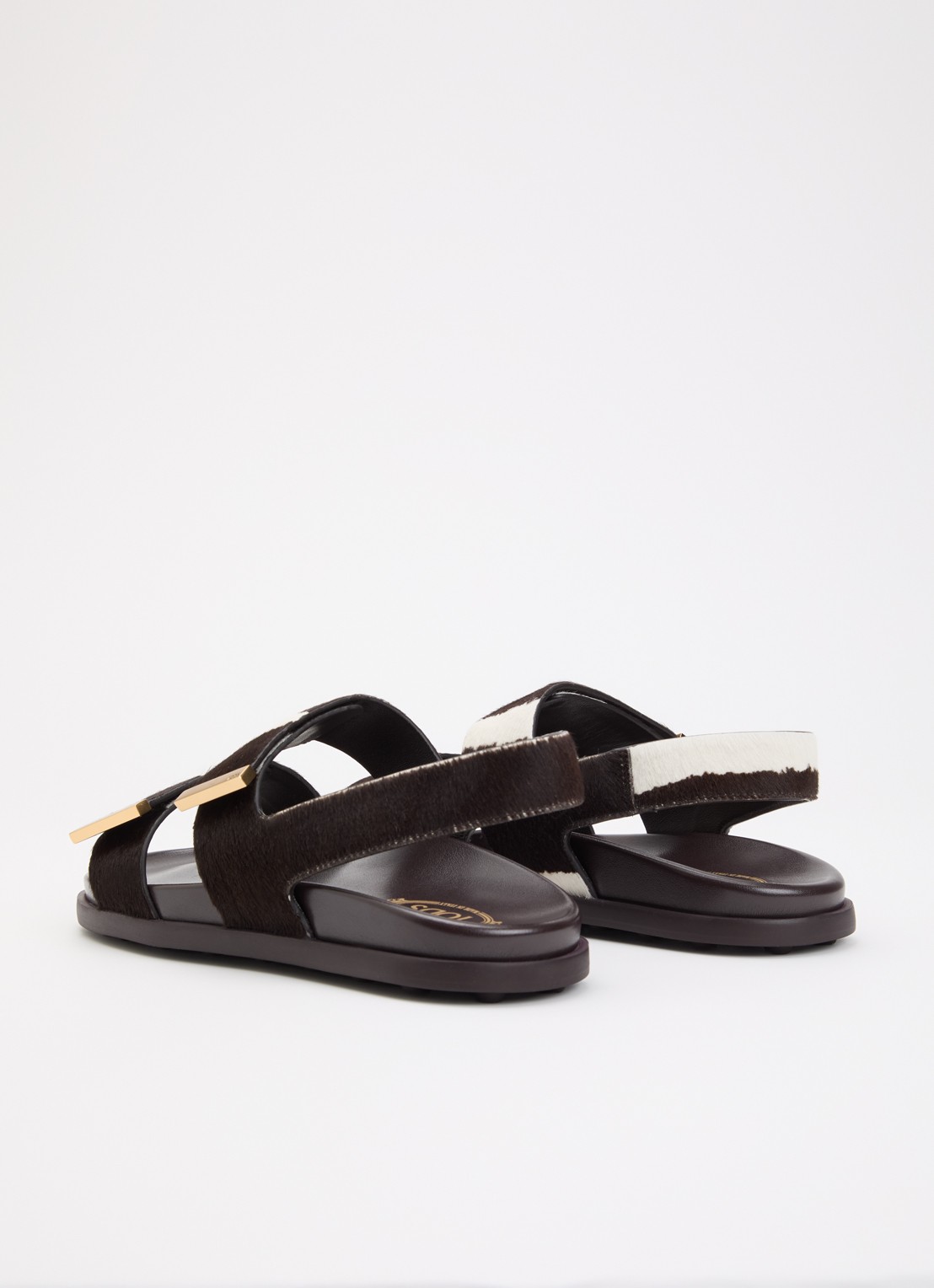 Tod's Gomma sandaal van koeienvacht - achterkant 6 zwart