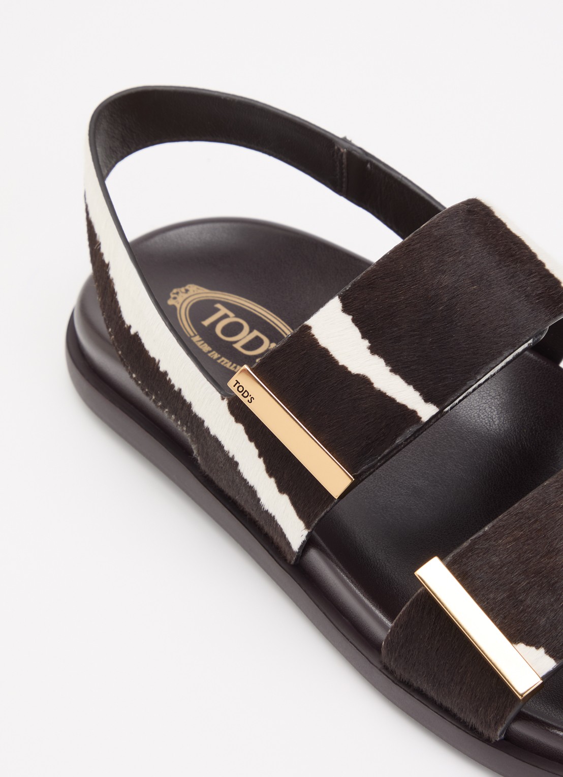 Tod's Gomma sandaal van koeienvacht - detail 5 zwart