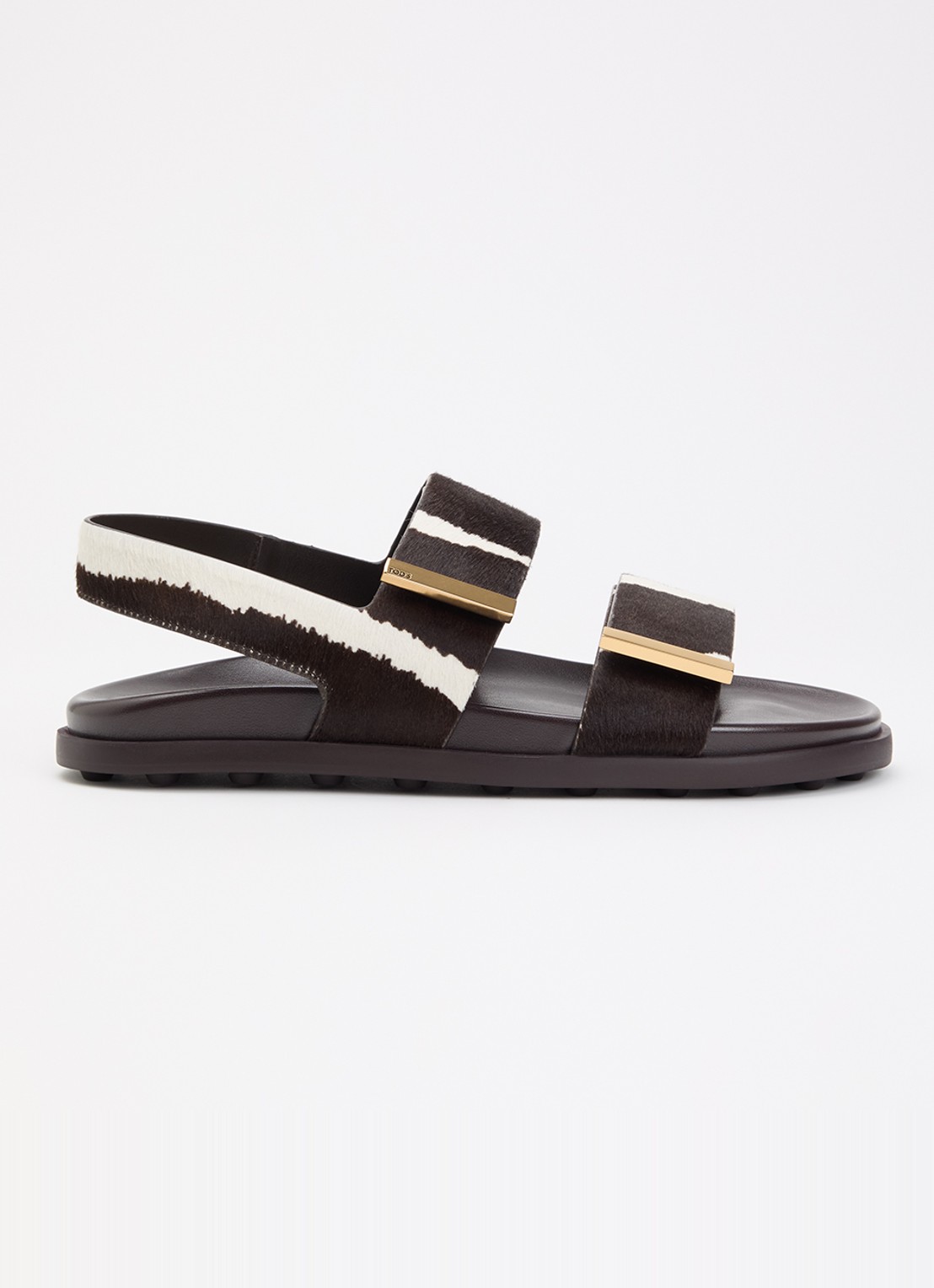 Tod's Gomma sandaal van koeienvacht - voorkant zwart