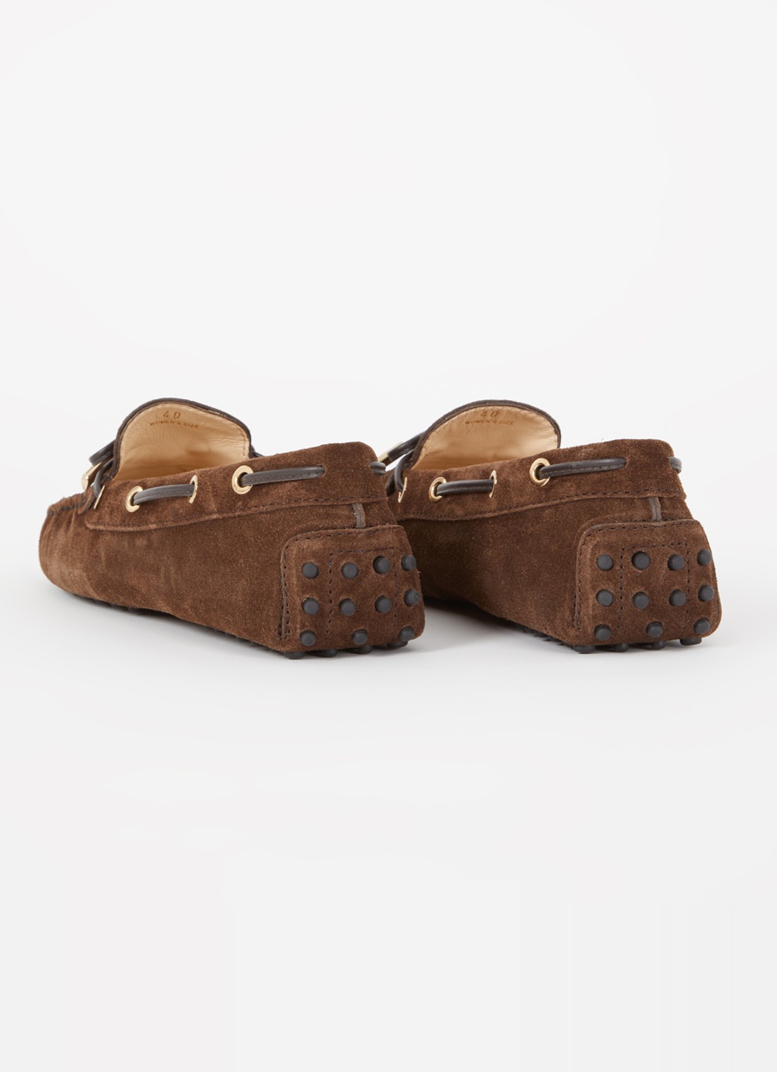 Tod's Gommino Driving bootschoen van suède - achterkant donkerbruin