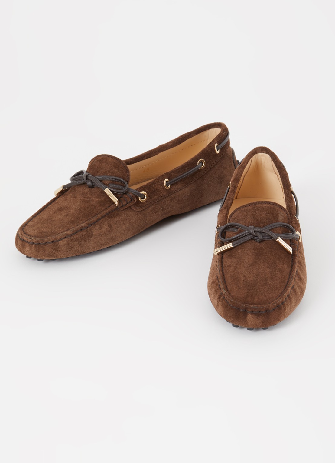 Tod's Gommino Driving bootschoen van suède - detail 2 donkerbruin