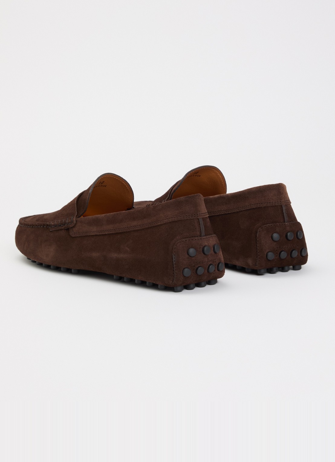 Tod's Gommino mocassin van kalfssuède - achterkant donkerbruin