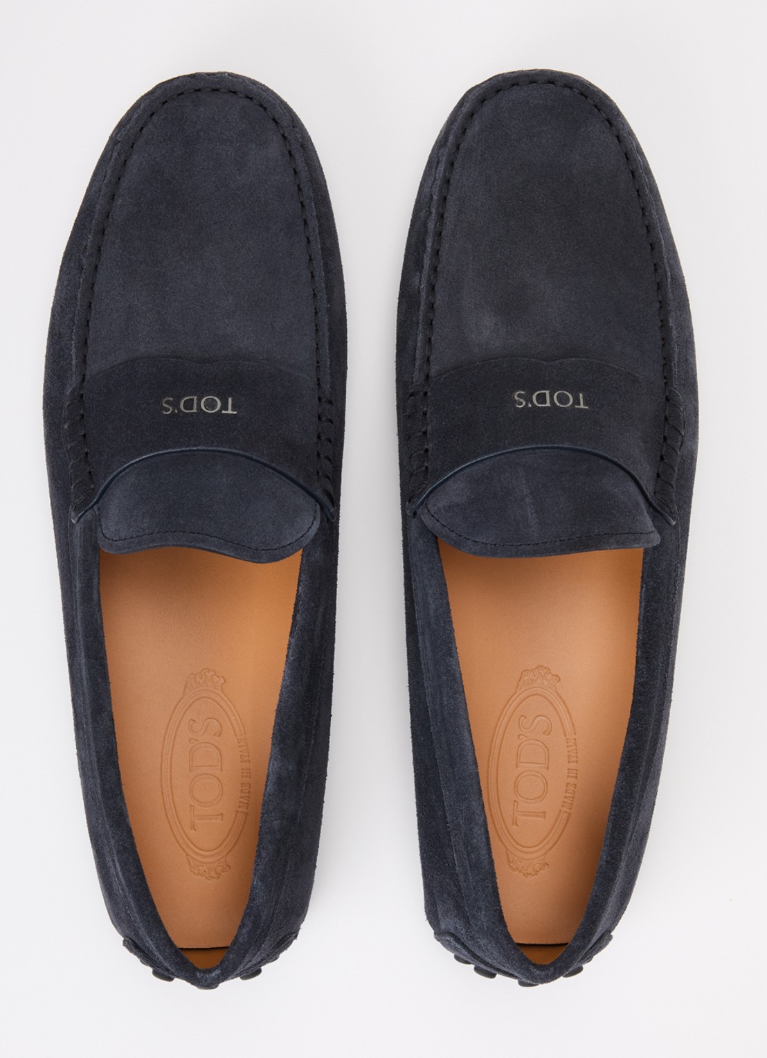 Tod's Gommino mocassin van kalfssuède - detail 2 donkerblauw