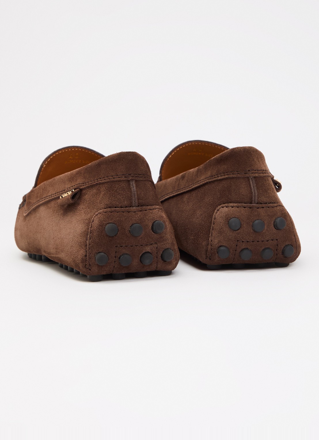 Tod's Gommino mocassin van kalfssuède - achterkant 2 donkerbruin