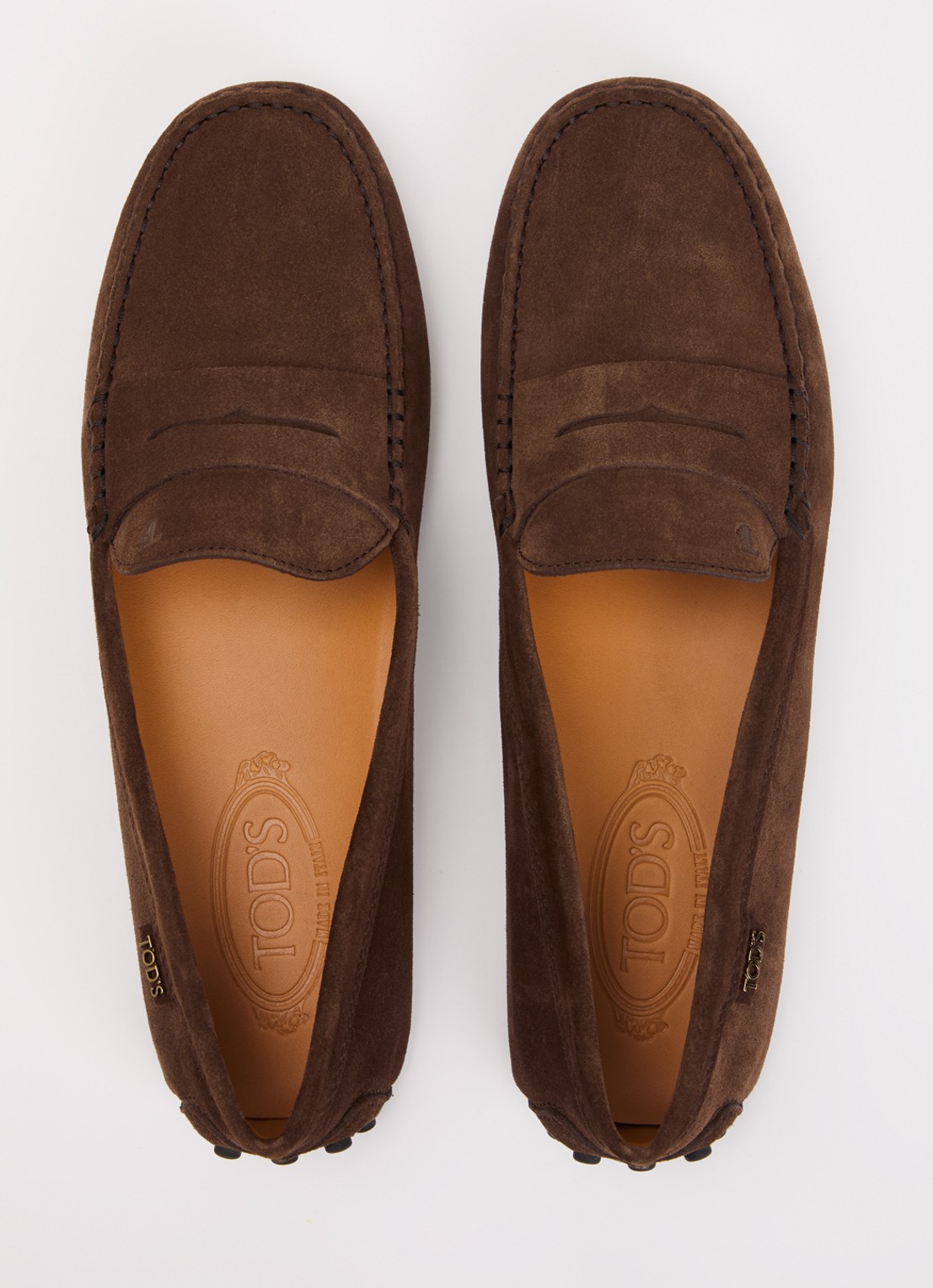 Tod's Gommino mocassin van kalfssuède - detail 4 donkerbruin