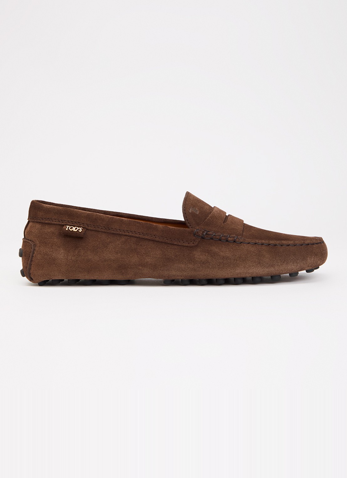 Tod's Gommino mocassin van kalfssuède - voorkant donkerbruin
