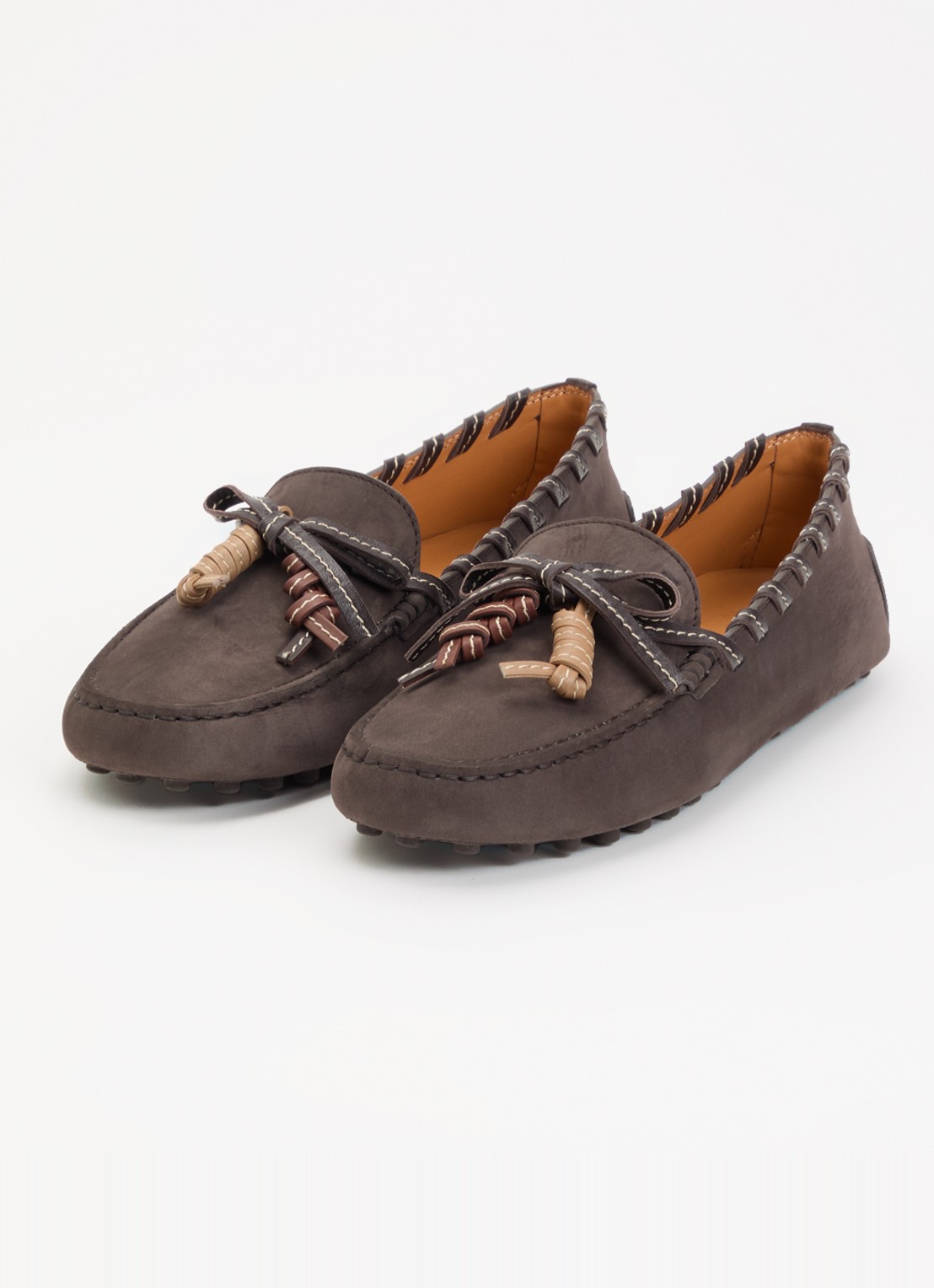 Tod's Gommino mocassin van leer met gevlochten details - detail 3 donkerbruin