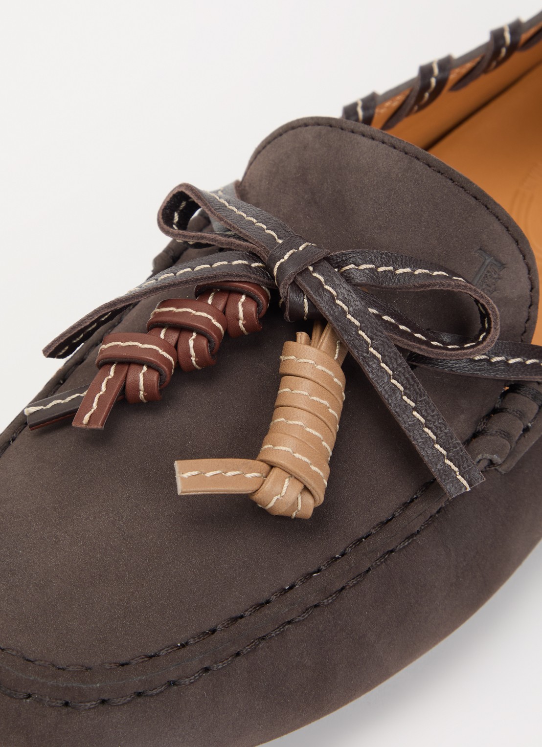 Tod's Gommino mocassin van leer met gevlochten details - detail 6 donkerbruin