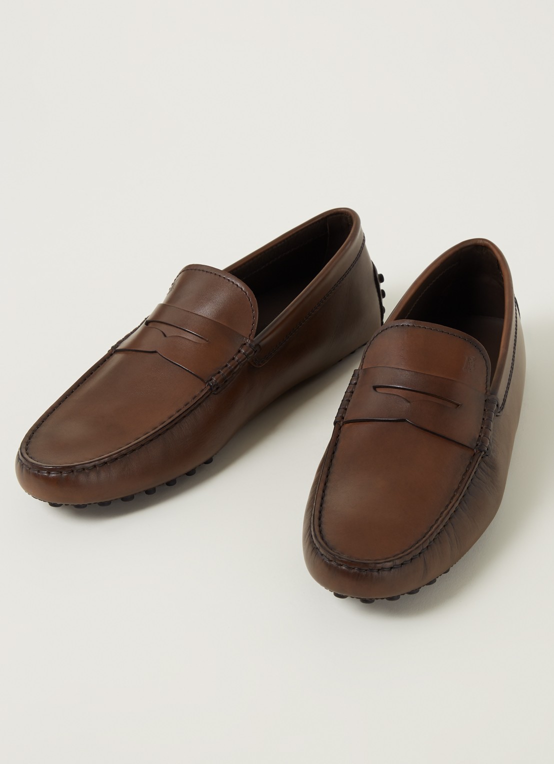 Tod's Gommino mocassin van leer  - detail 2 donkerbruin