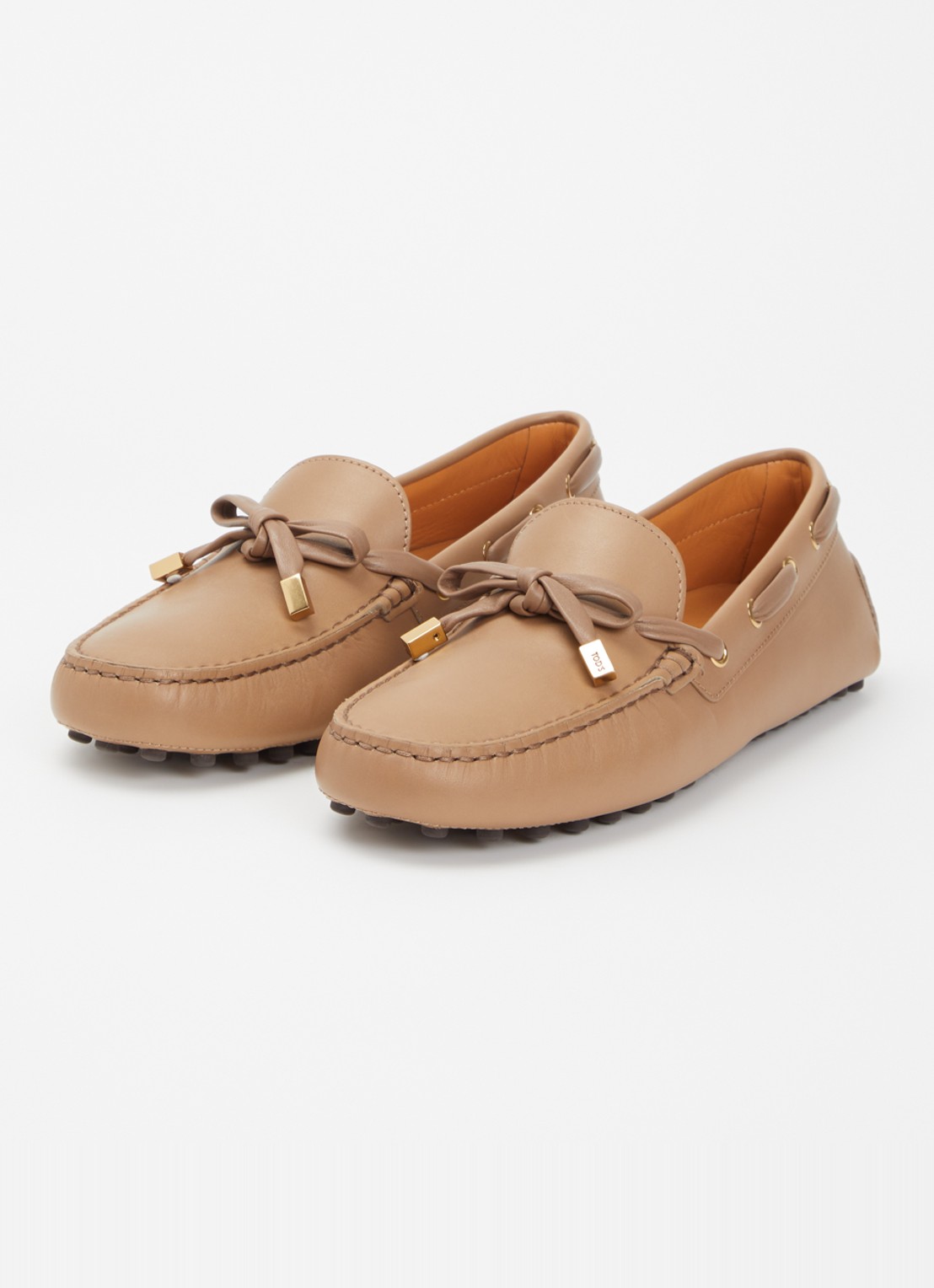 Tod's Gommino mocassin van leer - detail 2 lichtbruin