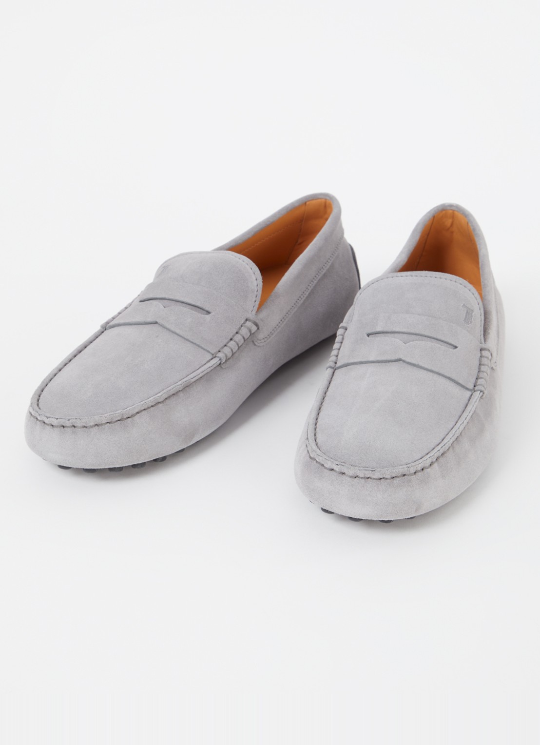 Tod's Gommino mocassin van suède - detail lichtgrijs