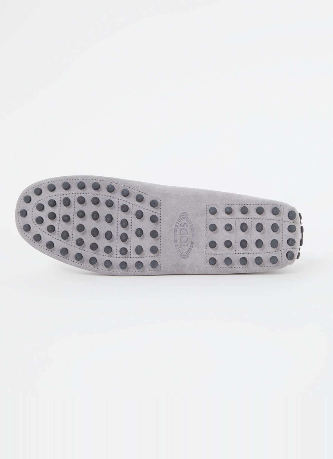 Tod's Gommino mocassin van suède - detail 3 lichtgrijs
