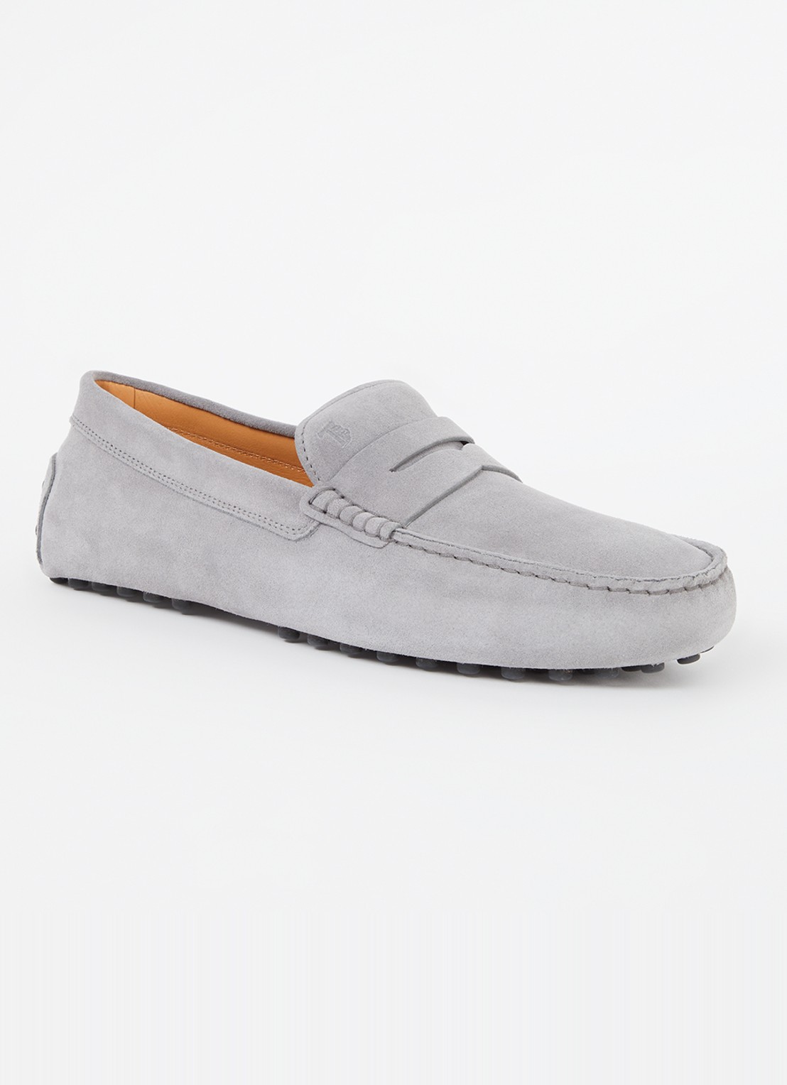 Tod's Gommino mocassin van suède - voorkant 6 lichtgrijs