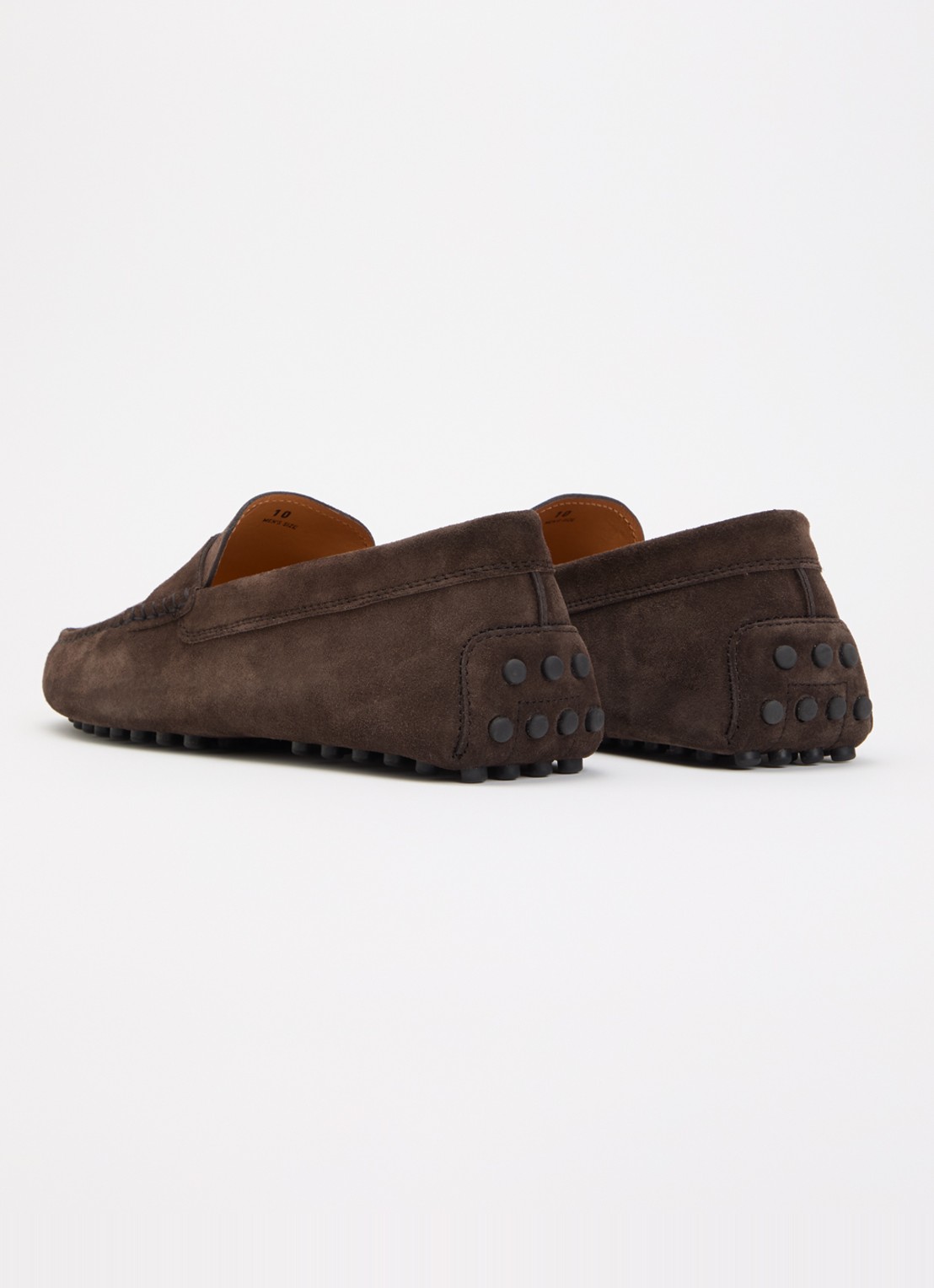 Tod's Gommino mocassin van suède - achterkant 6 donkerbruin