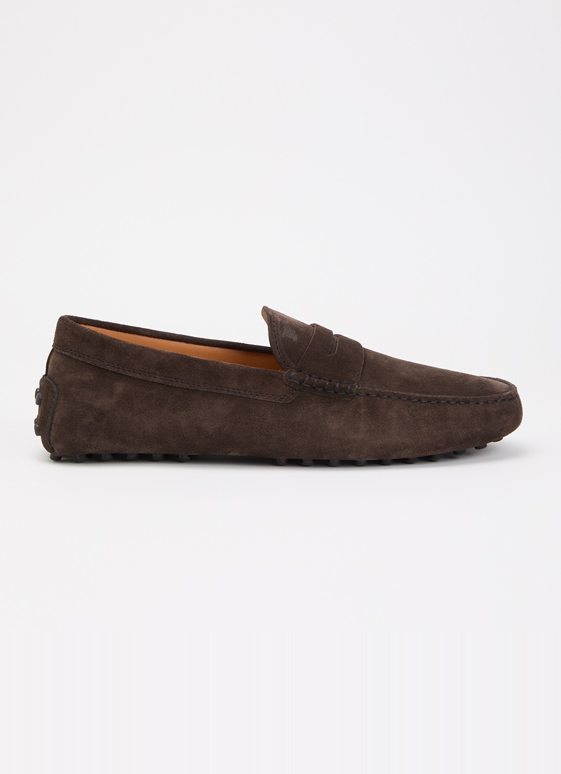 Tod's Gommino mocassin van suède - voorkant donkerbruin