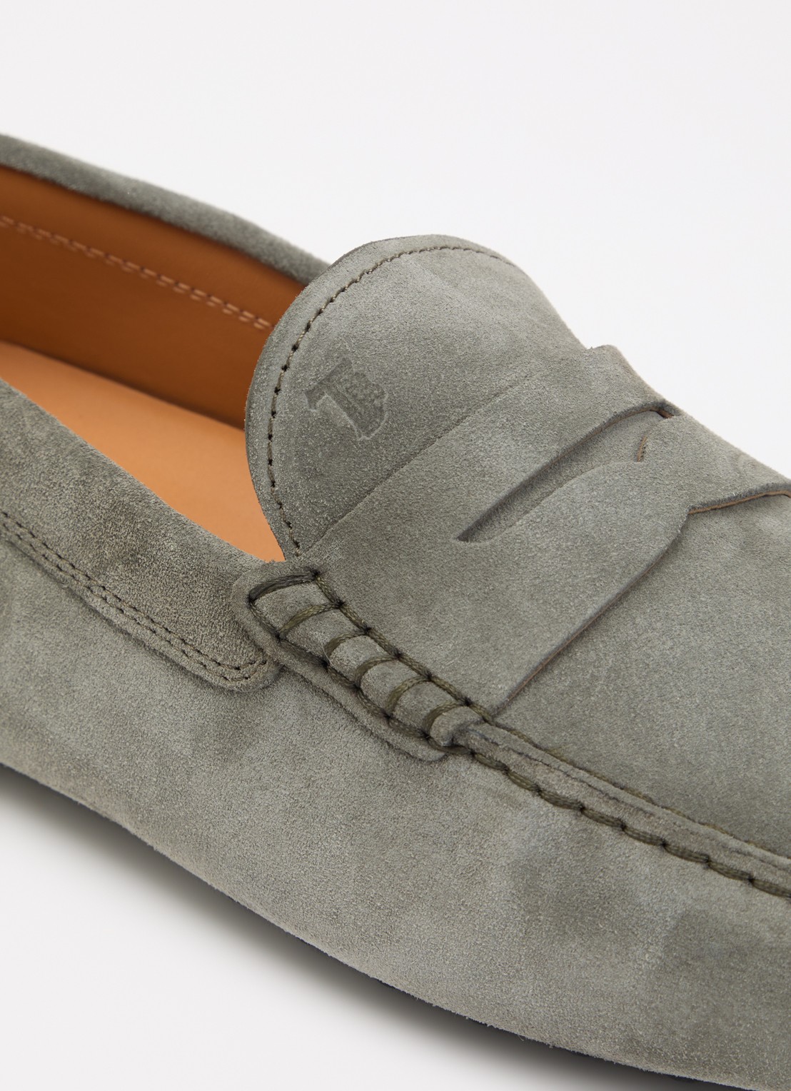 Tod's Gommino mocassin van suède - detail 5 olijfgroen