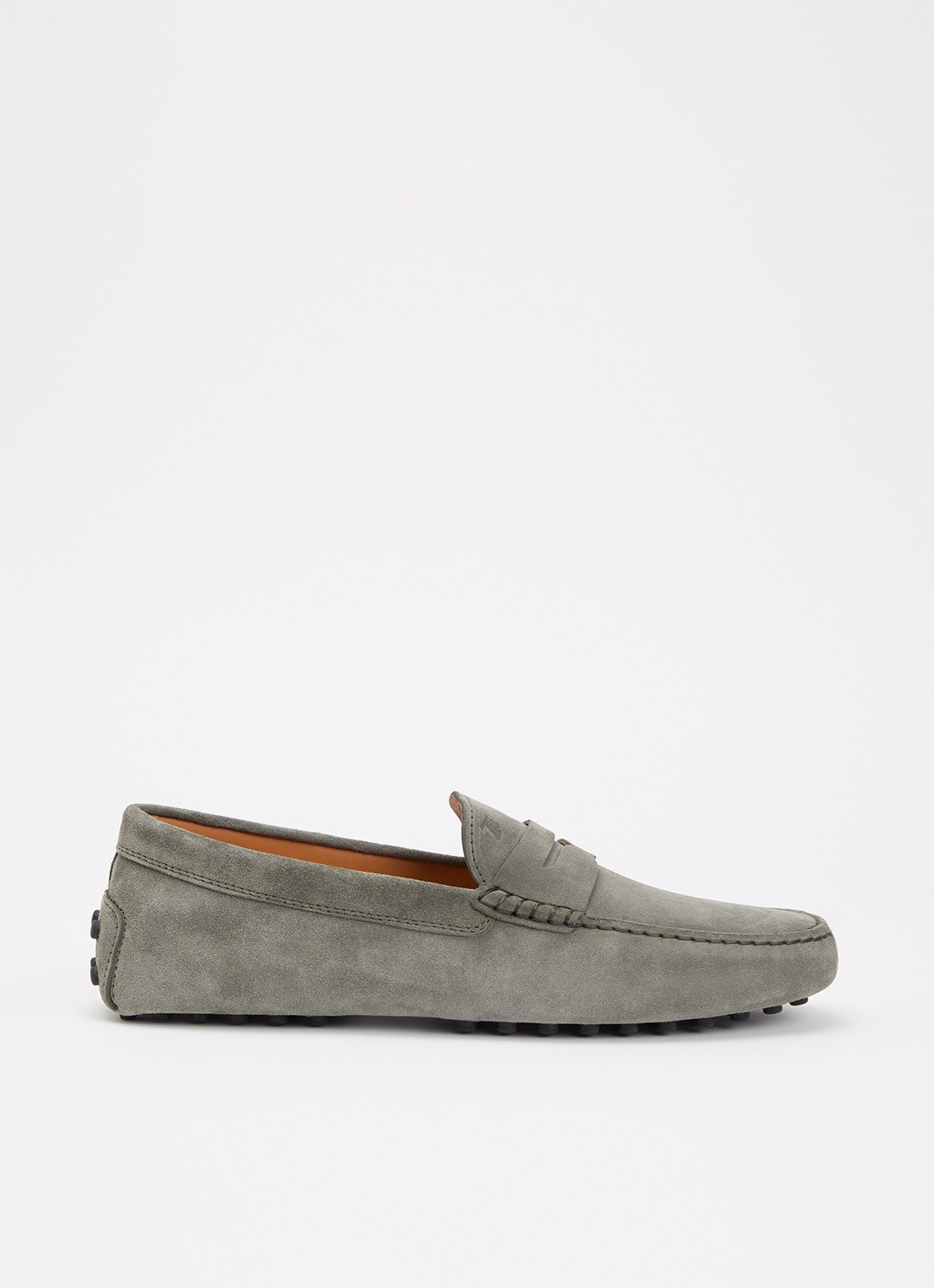 Tod's Gommino mocassin van suède - voorkant olijfgroen
