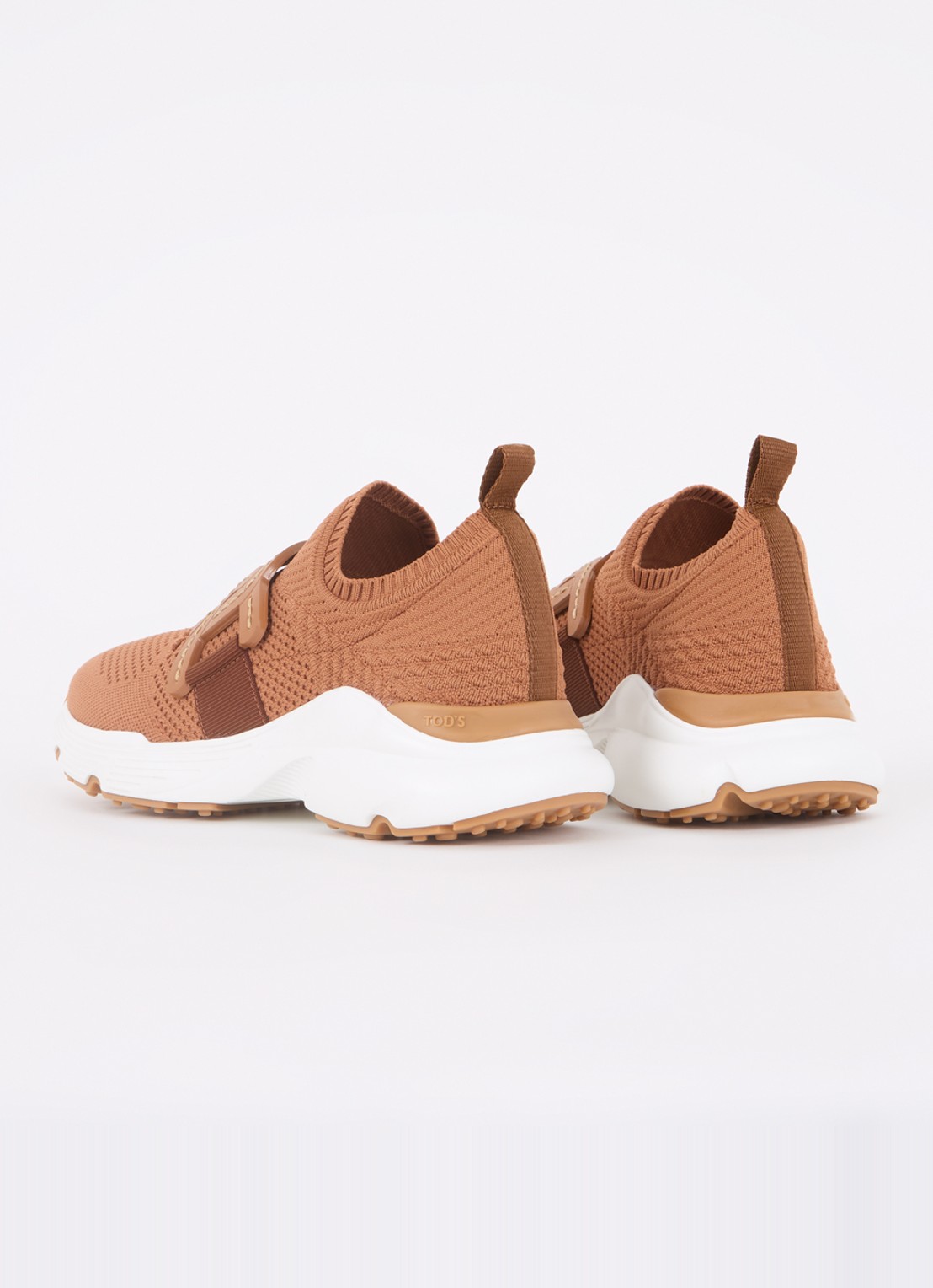 Tod's Kate sneaker met met gebreid bovenwerk - achterkant camel