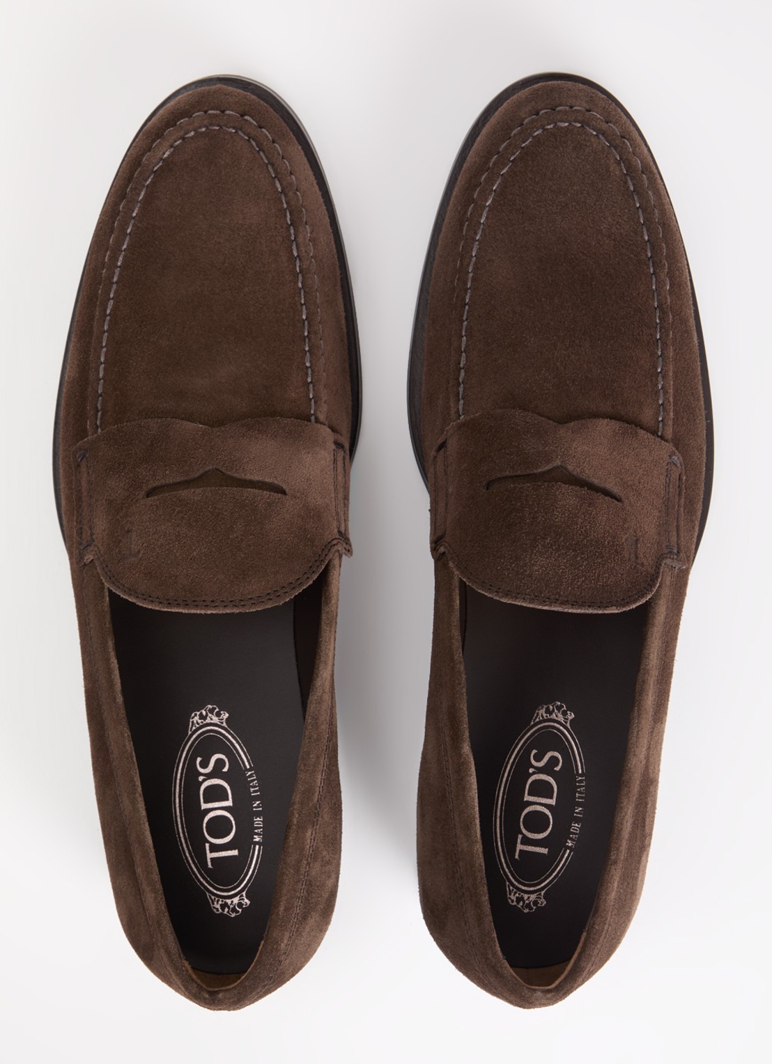 Tod's Loafer van kalfssuède - detail 2 donkerbruin