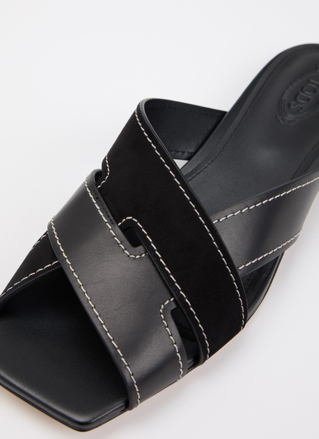 Tod's Sandaal van kalfsleer met details van suède - detail 6 zwart