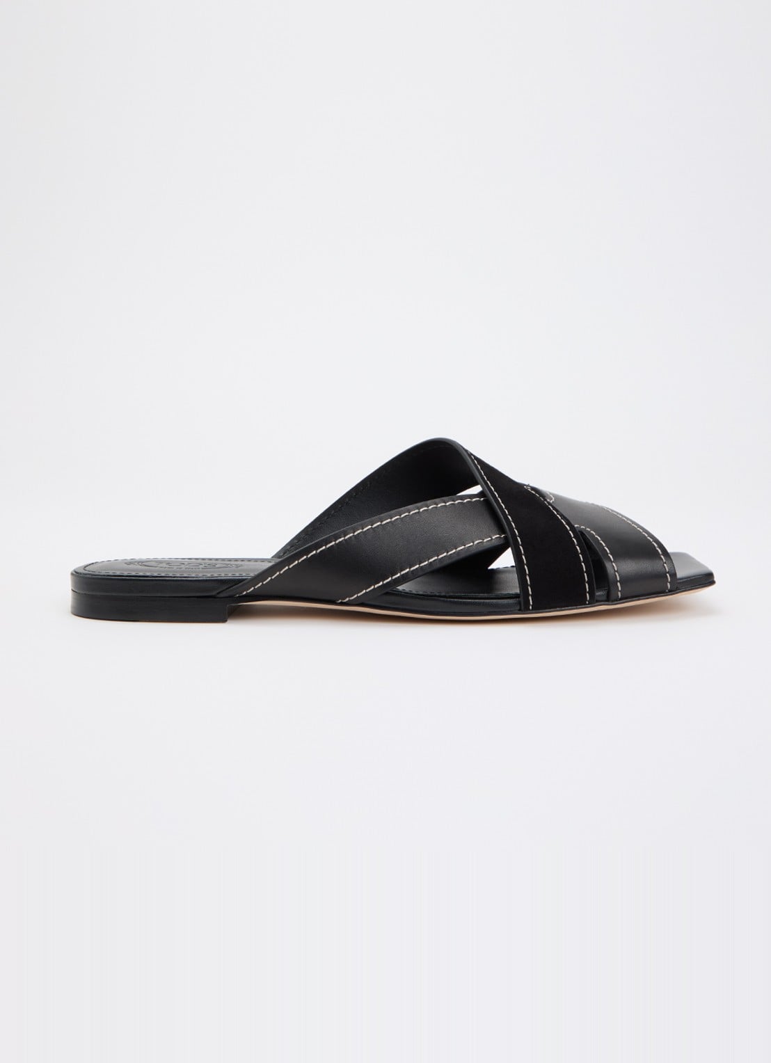Tod's Sandaal van kalfsleer met details van suède - voorkant 2 zwart