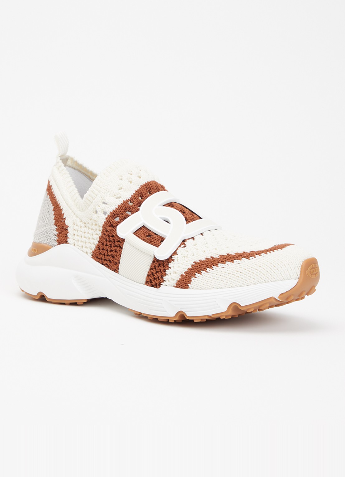 Tod's Sneaker met gebreid bovenwerk - voorkant gebroken wit
