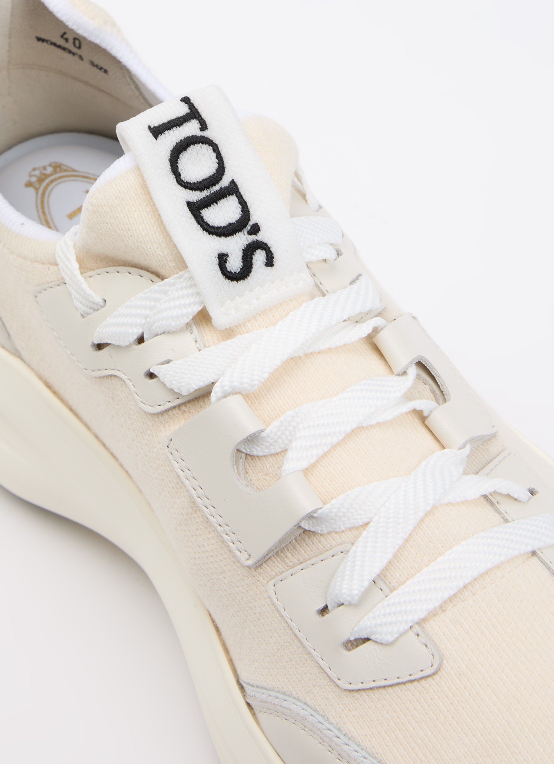 Tod's Sportiva sneaker van kalfsleer met logo  - detail 6 gebroken wit