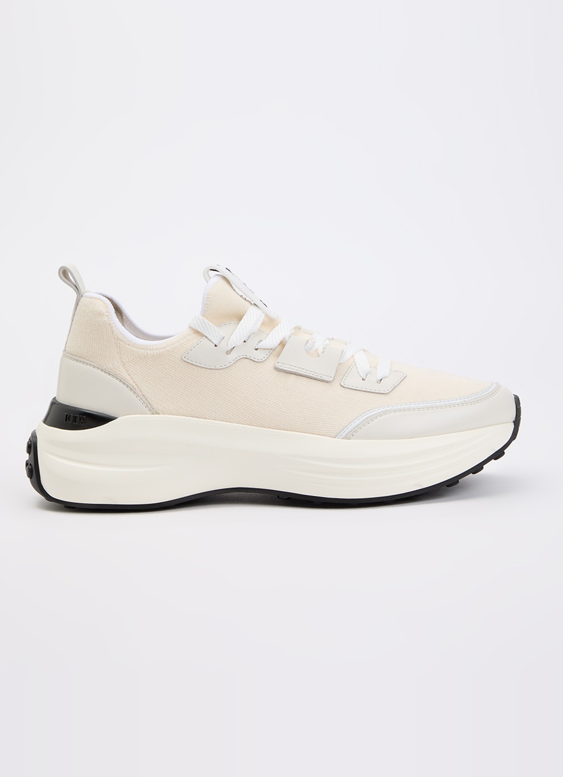 Tod's Sportiva sneaker van kalfsleer met logo  - voorkant 2 gebroken wit