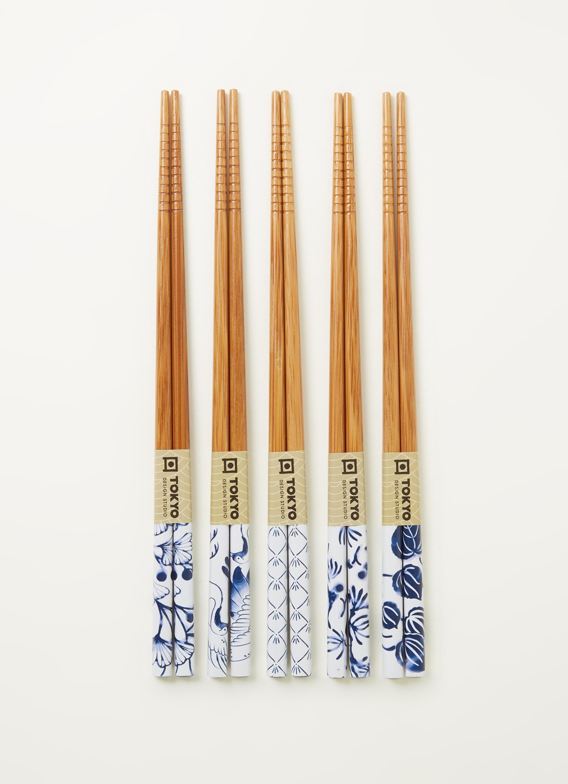 Tokyo Design Studio Chopsticks eetstokjes set van 5  - voorkant 3 blauw