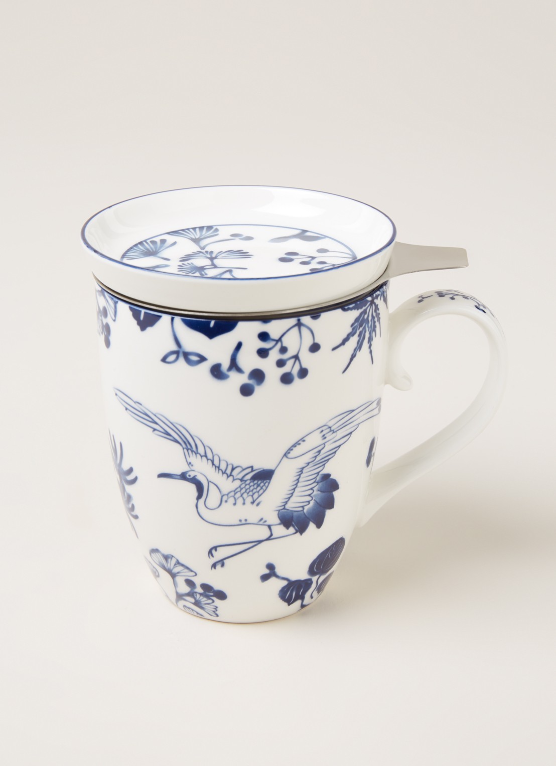Tokyo Design Studio Flora Japonica Crane mok met theezeef 3-delig - voorkant 2 wit