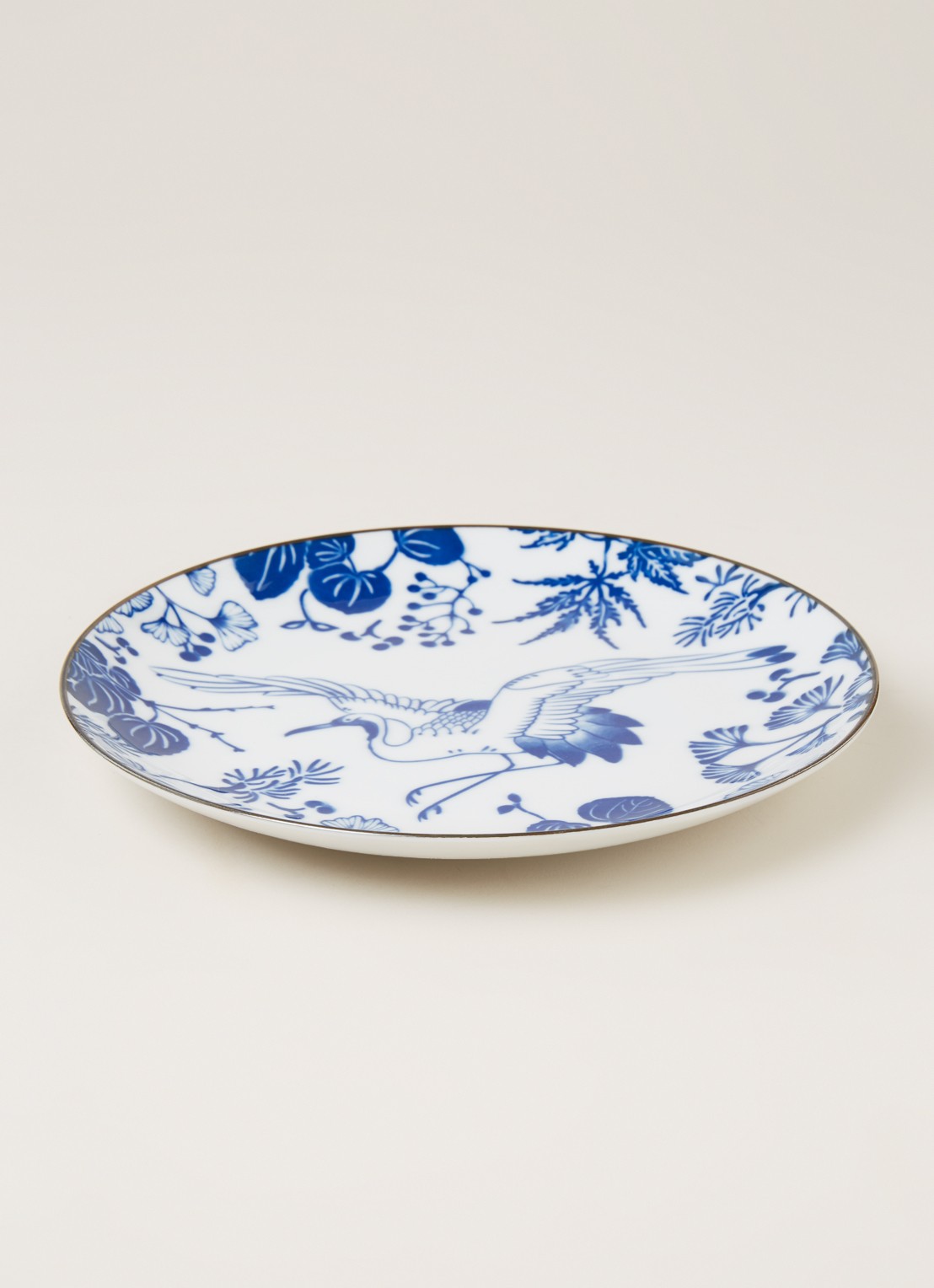 Tokyo Design Studio Flora Japonica Crane ontbijtbord 20,5 cm - voorkant 2 wit