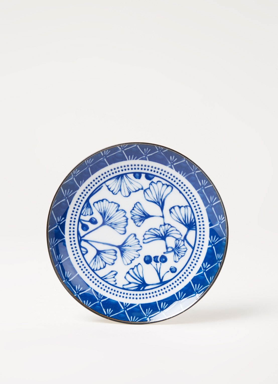 Tokyo Design Studio Flora Japonica Ginkgo gebaksbordje 16 cm - voorkant 3 donkerblauw