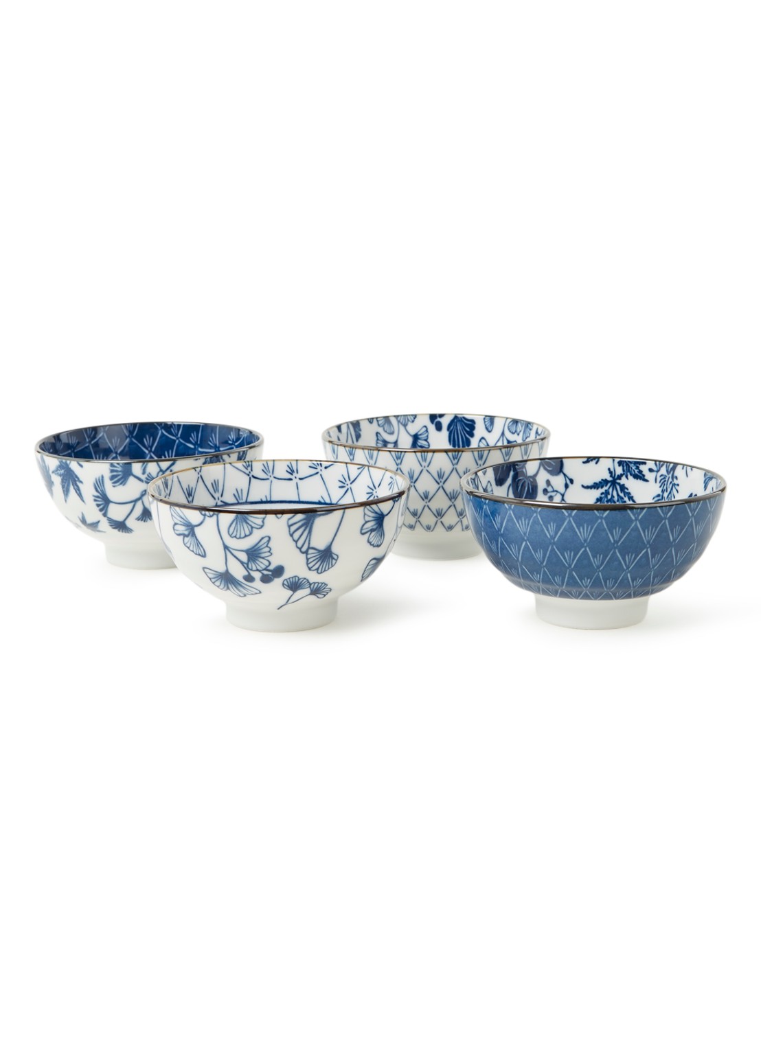 Tokyo Design Studio Flora Japonica kom 11,5 cm set van 4 - voorkant blauw