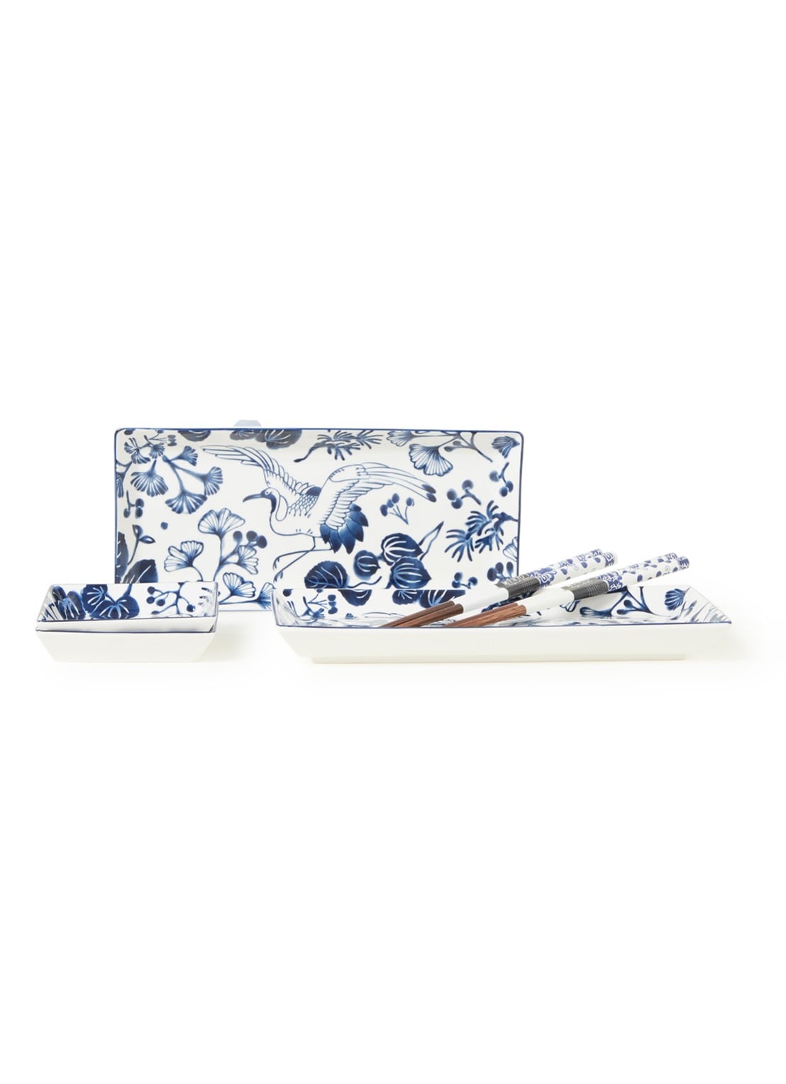 Tokyo Design Studio Flora Japonica sushi serviesset 6-delig - voorkant 2 donkerblauw