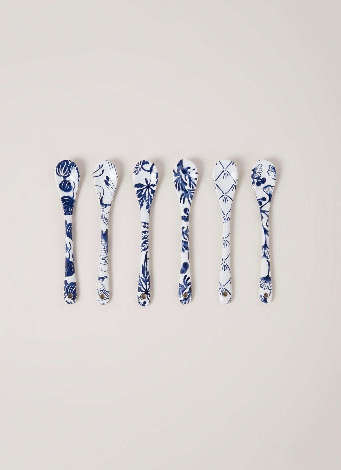 Tokyo Design Studio Flora Japonica theelepel set van 6 - voorkant 2 wit